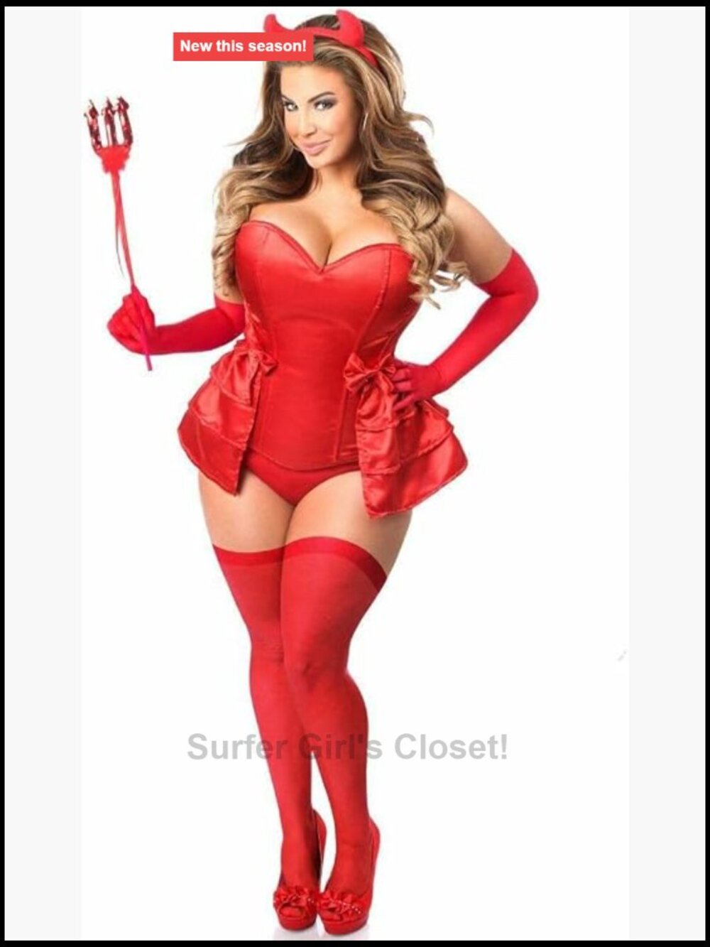 Lavish Plus Size 5 Pc Devilicious Corset Costume Medium Stretch 100% Polyester